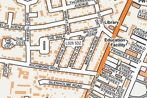LS28 5DZ map - OS OpenMap – Local (Ordnance Survey)