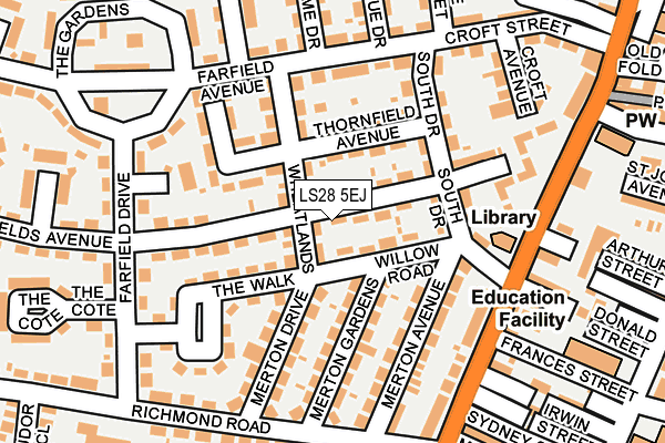 LS28 5EJ map - OS OpenMap – Local (Ordnance Survey)