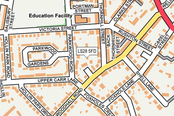 LS28 5FD map - OS OpenMap – Local (Ordnance Survey)