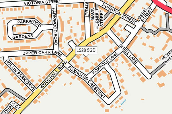 LS28 5GD map - OS OpenMap – Local (Ordnance Survey)