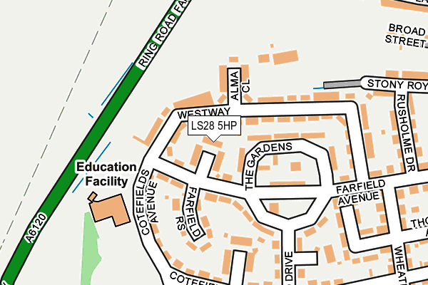 LS28 5HP map - OS OpenMap – Local (Ordnance Survey)