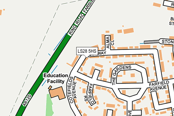 LS28 5HS map - OS OpenMap – Local (Ordnance Survey)