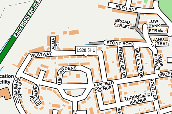 LS28 5HU map - OS OpenMap – Local (Ordnance Survey)