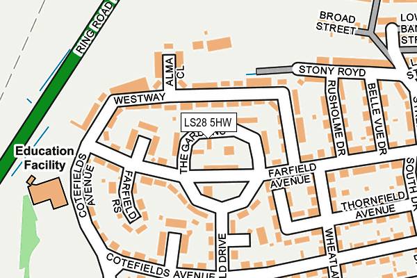 LS28 5HW map - OS OpenMap – Local (Ordnance Survey)