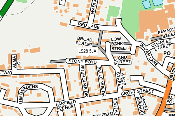 LS28 5JA map - OS OpenMap – Local (Ordnance Survey)