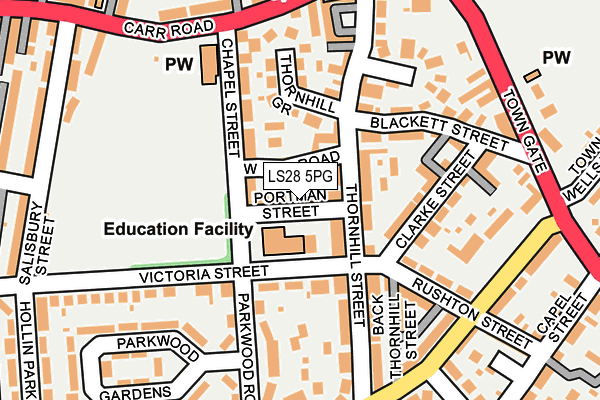 LS28 5PG map - OS OpenMap – Local (Ordnance Survey)