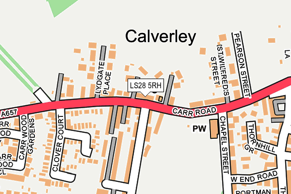 Map of CALVERLEY VILLAGE STORE LTD at local scale