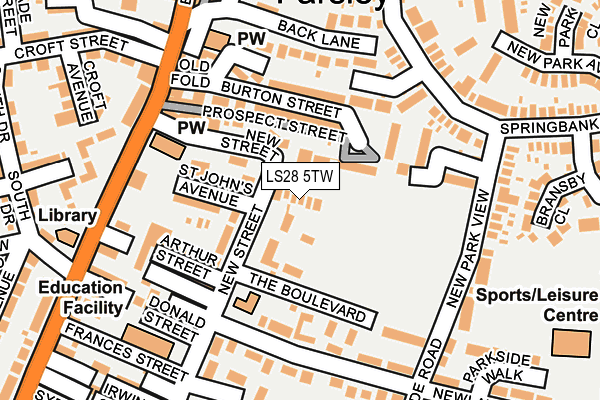 LS28 5TW map - OS OpenMap – Local (Ordnance Survey)