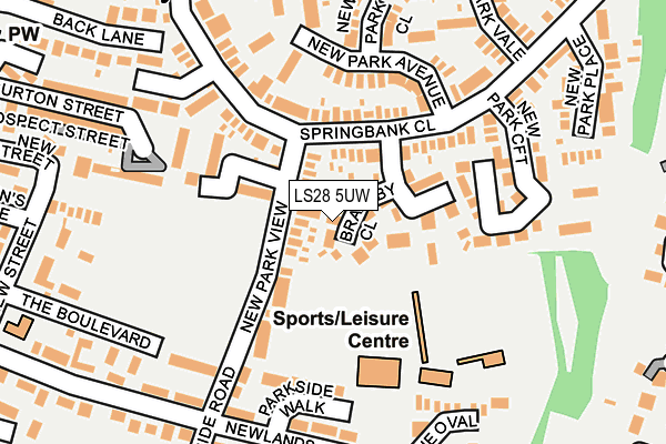 LS28 5UW map - OS OpenMap – Local (Ordnance Survey)