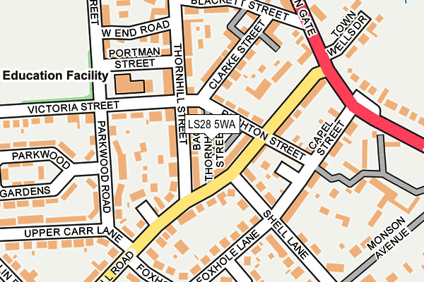 LS28 5WA map - OS OpenMap – Local (Ordnance Survey)
