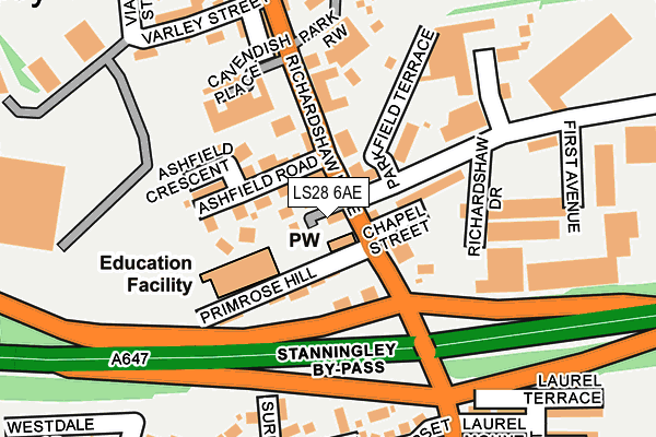 LS28 6AE map - OS OpenMap – Local (Ordnance Survey)
