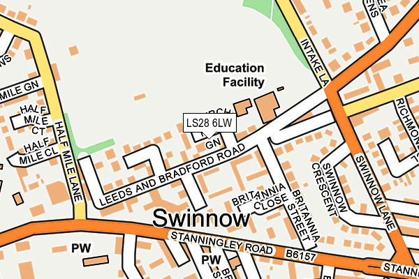 LS28 6LW map - OS OpenMap – Local (Ordnance Survey)