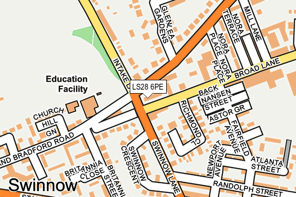 LS28 6PE map - OS OpenMap – Local (Ordnance Survey)