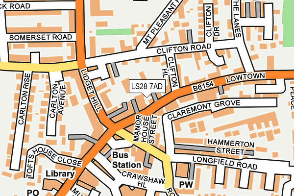 LS28 7AD map - OS OpenMap – Local (Ordnance Survey)