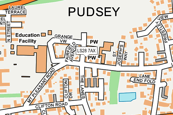 LS28 7AX map - OS OpenMap – Local (Ordnance Survey)