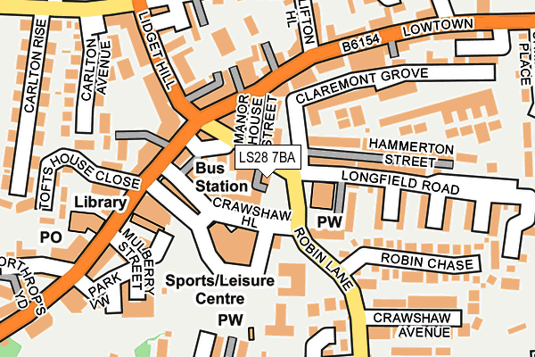 LS28 7BA map - OS OpenMap – Local (Ordnance Survey)