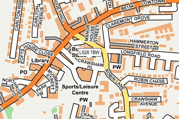 LS28 7BW map - OS OpenMap – Local (Ordnance Survey)