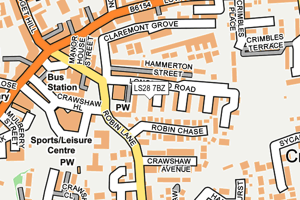 LS28 7BZ map - OS OpenMap – Local (Ordnance Survey)