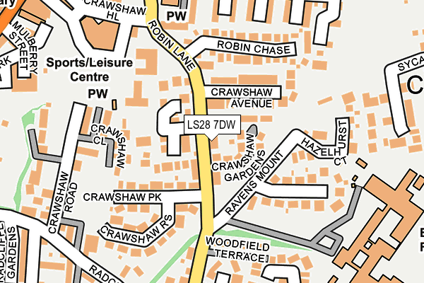 LS28 7DW map - OS OpenMap – Local (Ordnance Survey)