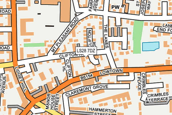 LS28 7DZ map - OS OpenMap – Local (Ordnance Survey)