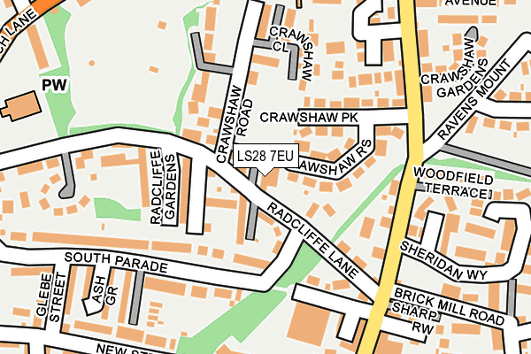 LS28 7EU map - OS OpenMap – Local (Ordnance Survey)