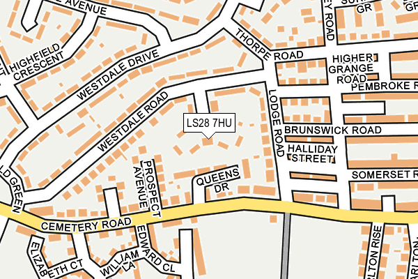 LS28 7HU map - OS OpenMap – Local (Ordnance Survey)