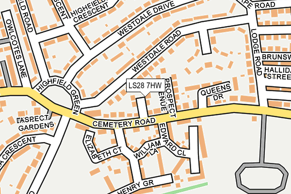 LS28 7HW map - OS OpenMap – Local (Ordnance Survey)