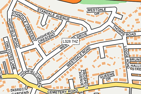 LS28 7HZ map - OS OpenMap – Local (Ordnance Survey)