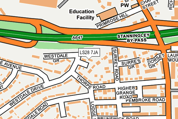 LS28 7JA map - OS OpenMap – Local (Ordnance Survey)