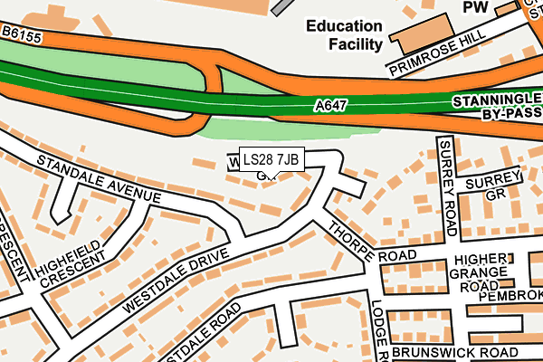 LS28 7JB map - OS OpenMap – Local (Ordnance Survey)