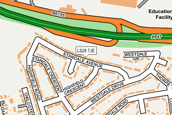 LS28 7JE map - OS OpenMap – Local (Ordnance Survey)