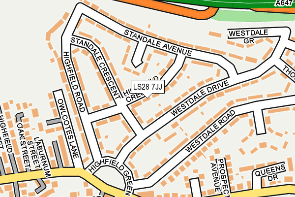 LS28 7JJ map - OS OpenMap – Local (Ordnance Survey)