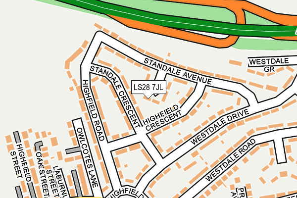 LS28 7JL map - OS OpenMap – Local (Ordnance Survey)