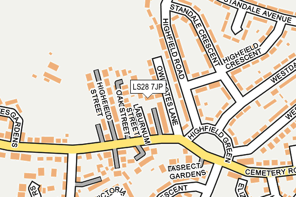 LS28 7JP map - OS OpenMap – Local (Ordnance Survey)