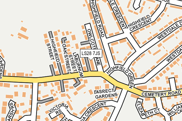 LS28 7JS map - OS OpenMap – Local (Ordnance Survey)