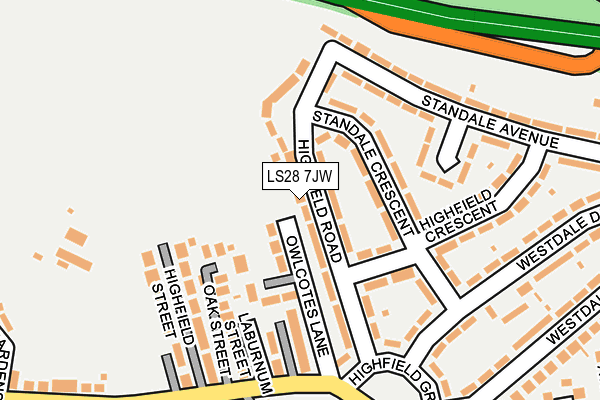 LS28 7JW map - OS OpenMap – Local (Ordnance Survey)