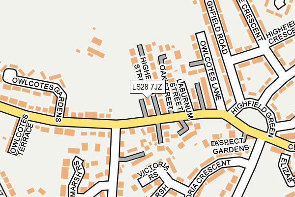 LS28 7JZ map - OS OpenMap – Local (Ordnance Survey)