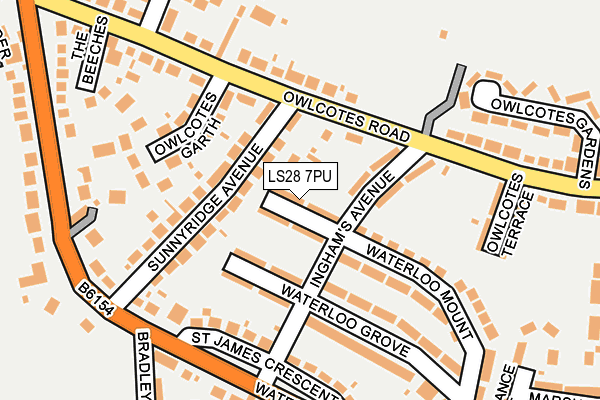 LS28 7PU map - OS OpenMap – Local (Ordnance Survey)