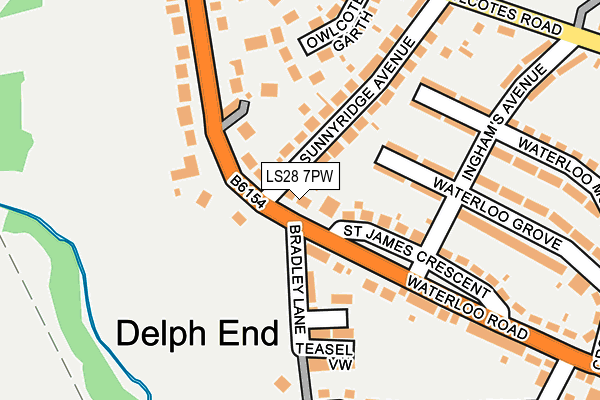 LS28 7PW map - OS OpenMap – Local (Ordnance Survey)