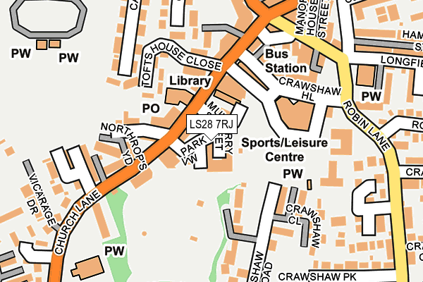 LS28 7RJ map - OS OpenMap – Local (Ordnance Survey)