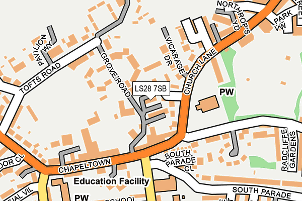 LS28 7SB map - OS OpenMap – Local (Ordnance Survey)