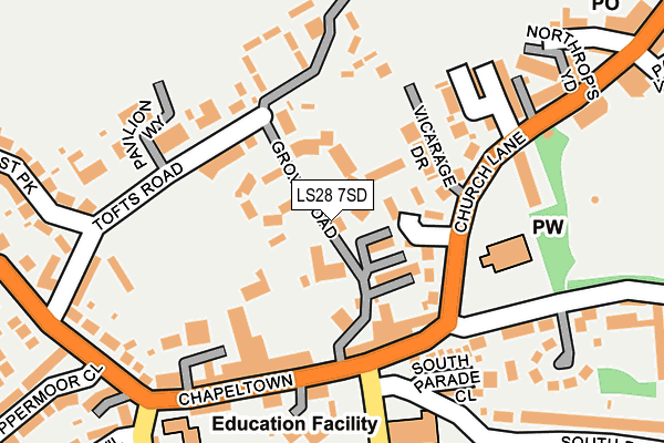 LS28 7SD map - OS OpenMap – Local (Ordnance Survey)