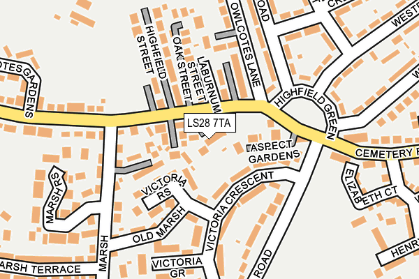 LS28 7TA map - OS OpenMap – Local (Ordnance Survey)
