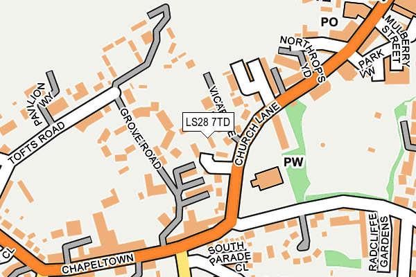 LS28 7TD map - OS OpenMap – Local (Ordnance Survey)