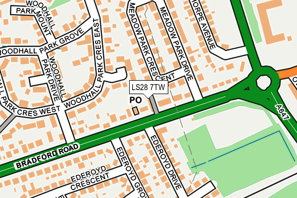 LS28 7TW map - OS OpenMap – Local (Ordnance Survey)