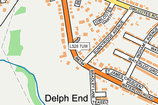 LS28 7UW map - OS OpenMap – Local (Ordnance Survey)