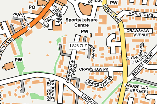 LS28 7UZ map - OS OpenMap – Local (Ordnance Survey)