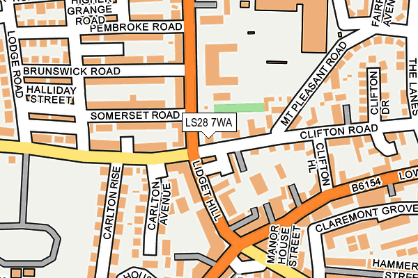 LS28 7WA map - OS OpenMap – Local (Ordnance Survey)