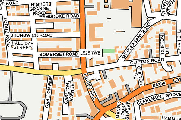 LS28 7WB map - OS OpenMap – Local (Ordnance Survey)