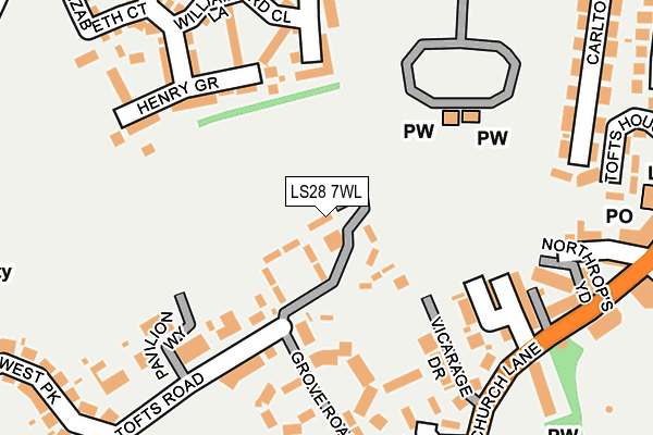 LS28 7WL map - OS OpenMap – Local (Ordnance Survey)